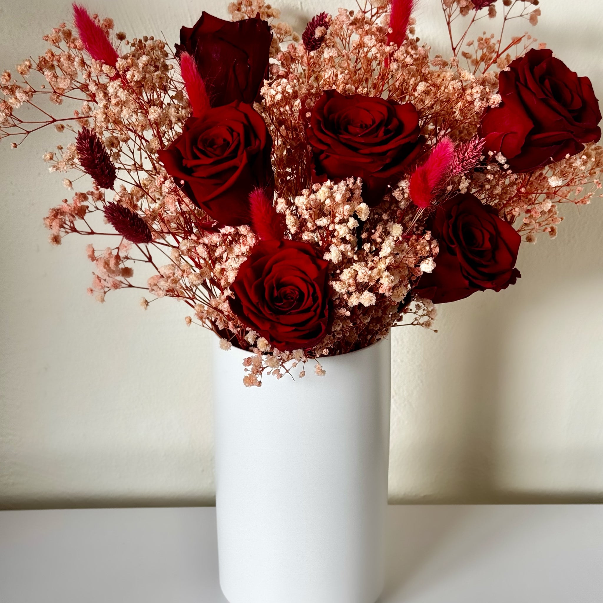 Dried Flower Arrangement  Everlasting Roses are Red