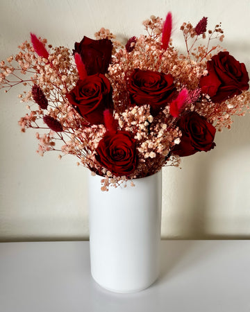 Dried Flower Arrangement  Everlasting Roses are Red