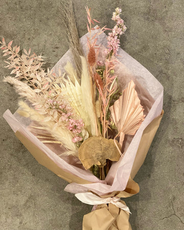 Dried Flower Bouquet  - Pinks and Pampas Grass - Shipping Available